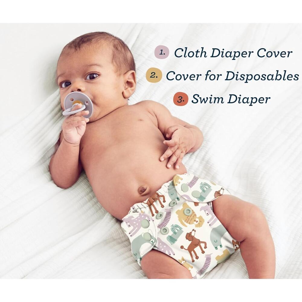 Esembly Cloth Diaper Cover - Reusable Swim Diaper, Waterproof, Breathable- Blush - Picture 7 of 7